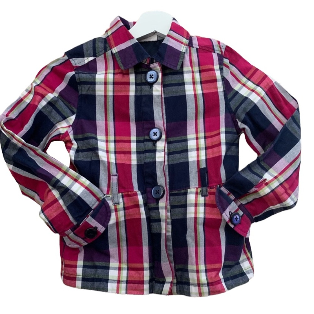 Crazy 8 S 5/6 plaid military jacket coat pockets pea girls utility spring fall